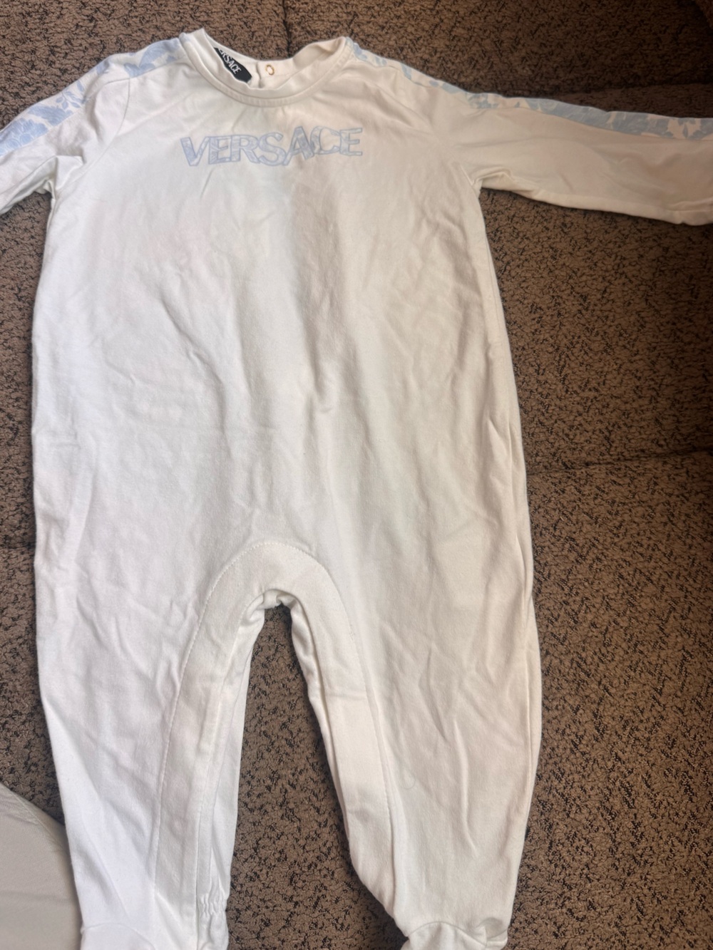 Versace White Long-Sleeve Kids Tee with Subtle Logo